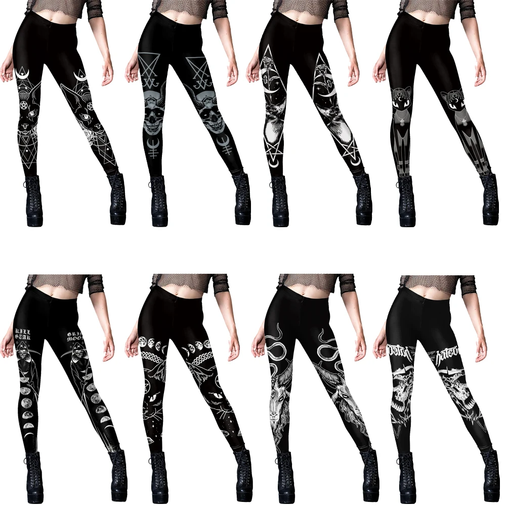Yoga Fitness Holiday - Gothic Women Leggings Sexy Middle Waist