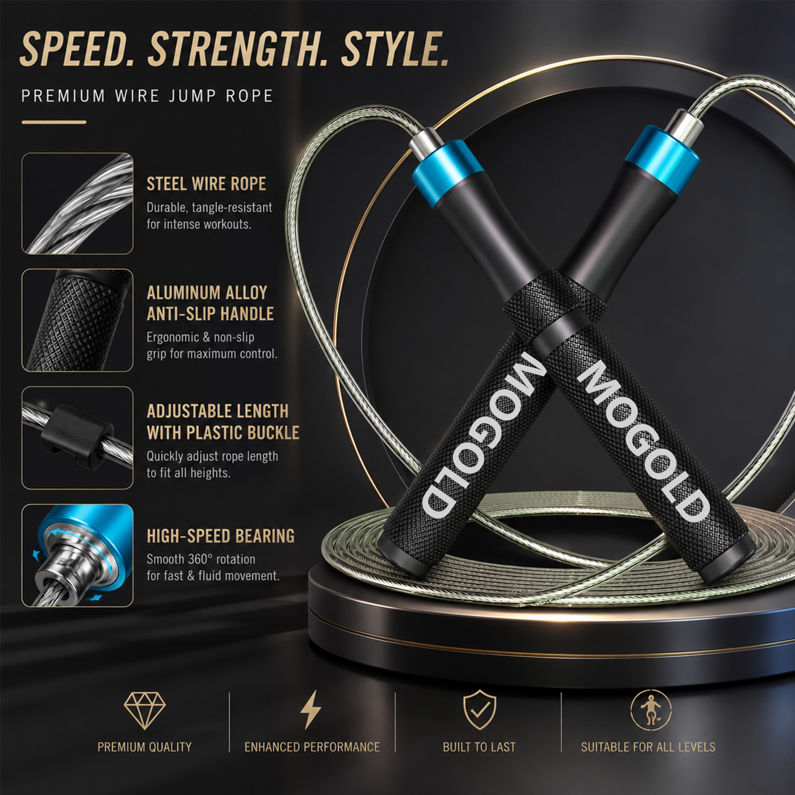 MOGOLD Professional Speed Jump - Speed Skipping Rope ulasan dan harga